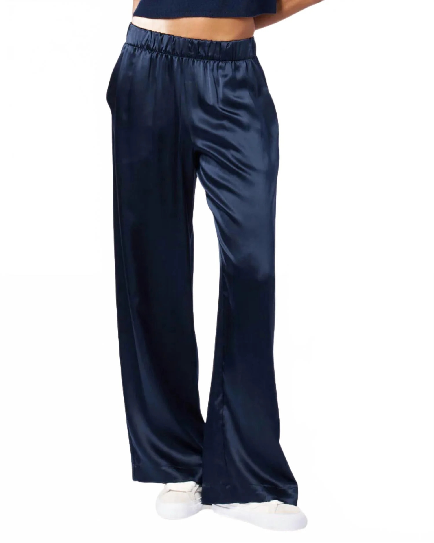 Brynn High Rise Pull On Wide Leg Pant In Midnight Navy | Shop Simon