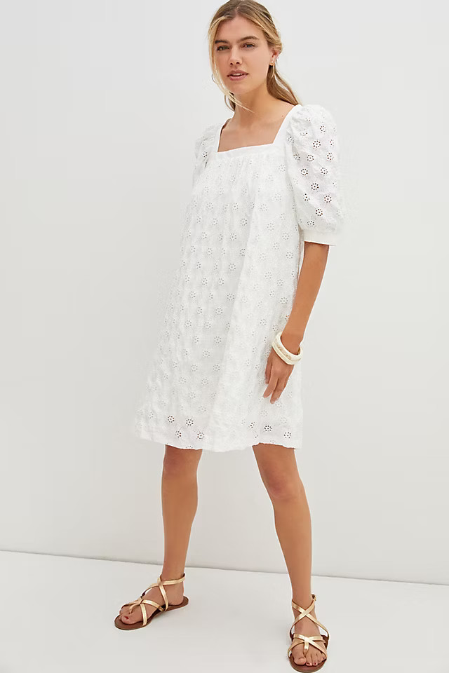 Maeve Eyelet Mini Dress | Anthropologie (US)