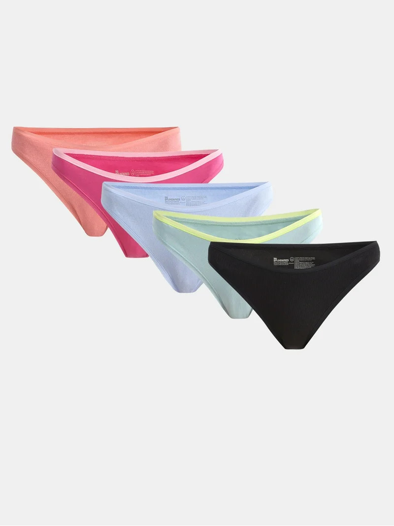 No Boundaries Cotton Bikini Panties, 5-Pack, Women\u2019s and Women\u2019s Plus | Walmart (US)