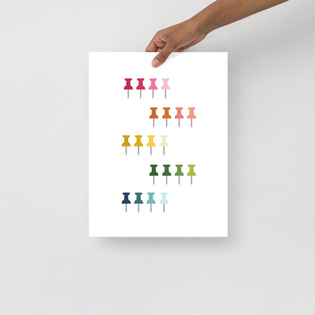 Office & Craft Room Art: Colorful Push Pins Art Print with White Background | Etsy (US)