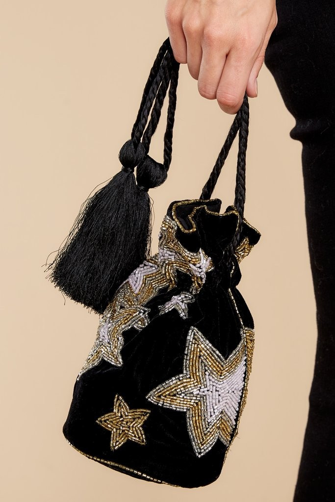 Stargazing Nights Black Beaded Pouch | Red Dress 