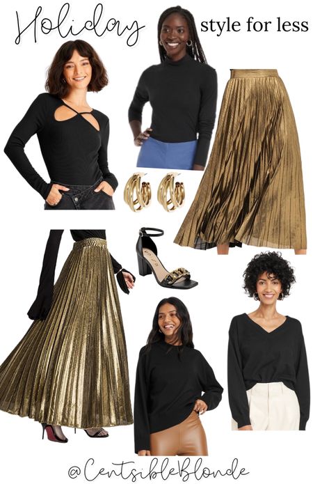 Black and gold
Black bodysuit
Gold skirt
Maxi skirt
NYE
holiday outfit


#LTKstyletip #LTKunder50 #LTKHoliday