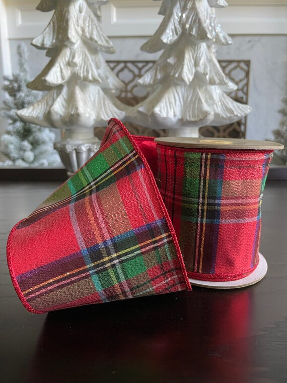 Designer Ribbon Metallic Plaid 4 X 10 Yards. Red Black | Etsy | Etsy (US)