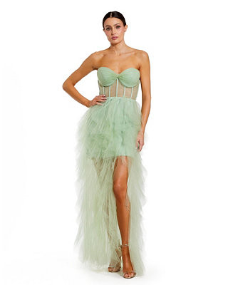 Mac Duggal Women's Strapless Corset Gown with Spiral Ruffles - Macy's | Macy's