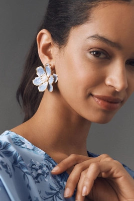 The Pink Reef Handpainted Flower Earrings | Anthropologie (US)