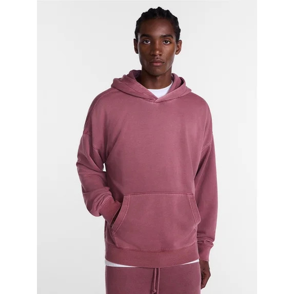 No Boundaries Boxy Fit Oversized Fleece Hoodie with Long Sleeves, Men's XS-4XLT | Walmart (US)