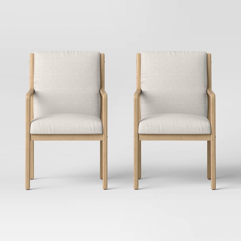 2pc Knock Down Esters Armed Wood Dining Chairs Cream/Natural - Threshold™ | Target