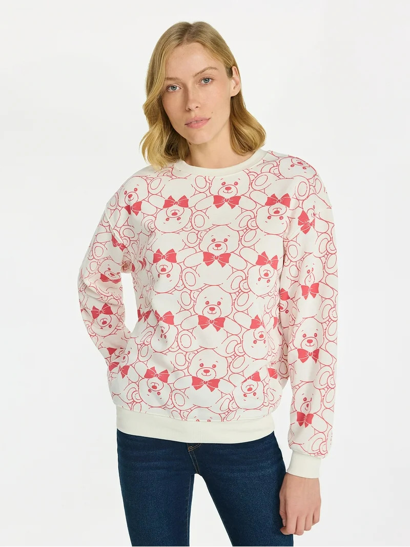 Women's Teddy Bear Graphic Fleece Sweatshirt, Sizes XXS-XXL | Walmart (US)