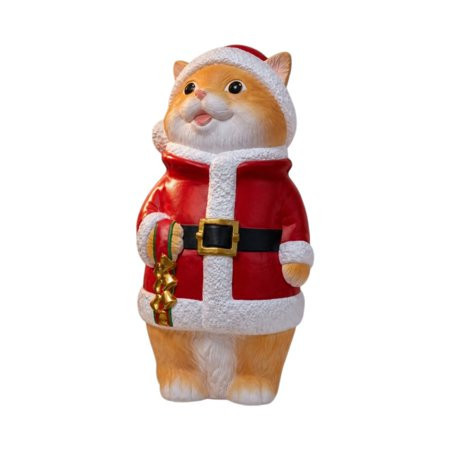 Christmas Cat Blow Mold Figurine, 7.87 Inch Orange Cat in Santa Suit with Bell, Vintage Christmas Cat Decor for Mantel Shelf Tabletop Covered Porch, Holiday Decoration for Cat Lovers | Walmart (US)
