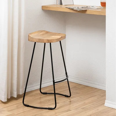 Geonna Saddle Style Solid Wood Bar & Counter Stool with Footrest | Wayfair North America