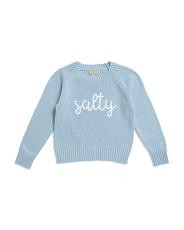 Toddler Girls Salty Script Crew Neck Sweater | TJ Maxx