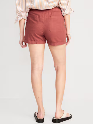 High-Waisted Linen-Blend Utility Shorts for Women -- 3.5-inch inseam | Old Navy (US)