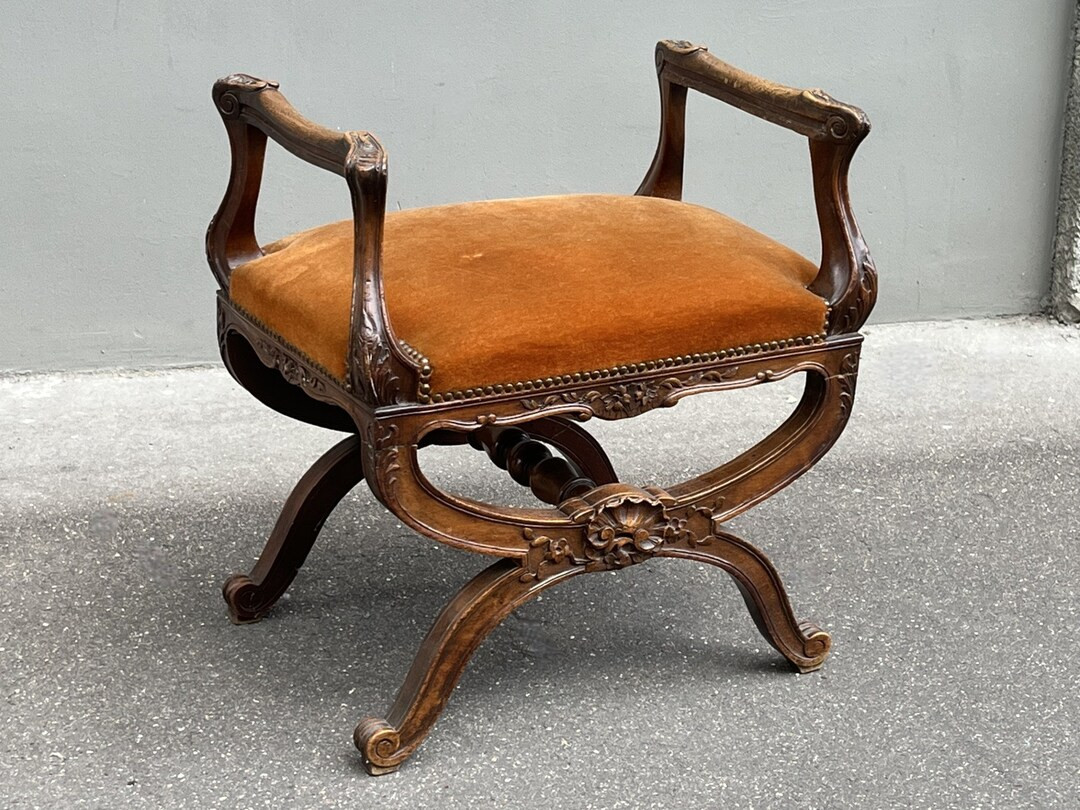 Antique French Louis XV Style Stool in Solid Walnut - Etsy | Etsy (US)