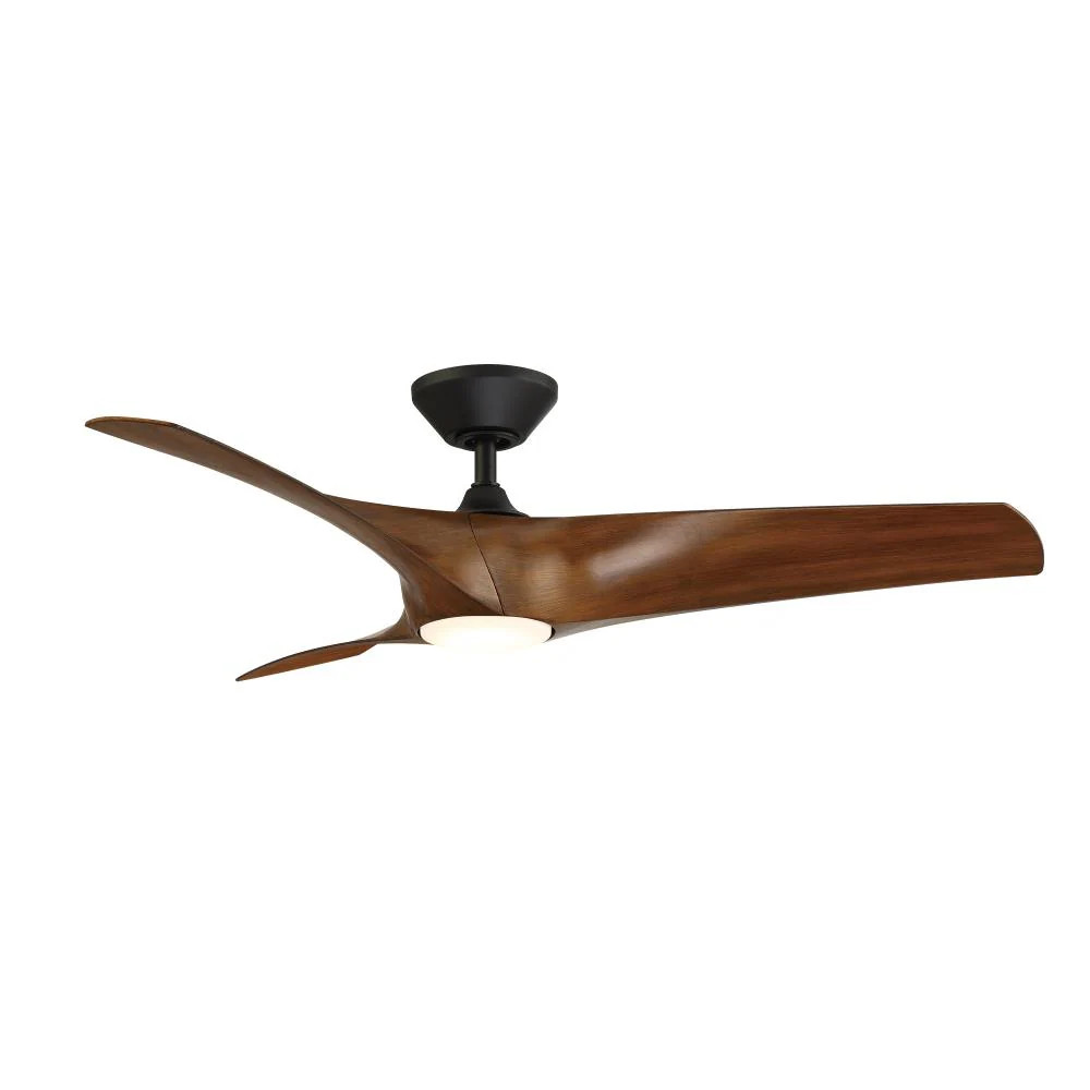 Modern Forms Zephyr 52-in Matte Black with Matte Black Distressed Koa Blades LED Uncovered Outdoor Smart Ceiling Fan With Light and Remote Control | Lowe's