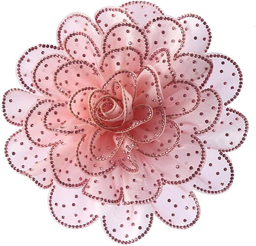Rhinestone Camellia Flower Big Brooch Lapel Pins for Women Fashion Crystal Fabric Floral Brooches... | Amazon (US)