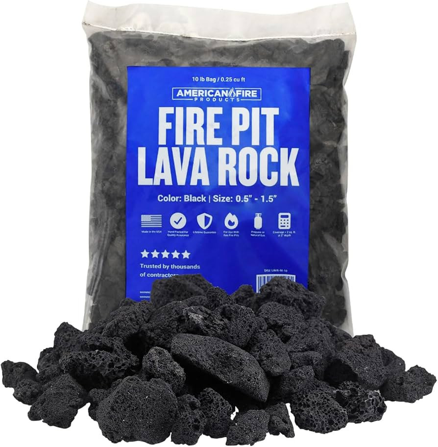 American Fire Products | Medium Lava Rock, 1/2" - 1" | Use in Fireplace, Fire Pit or Bowl | Outdo... | Amazon (US)