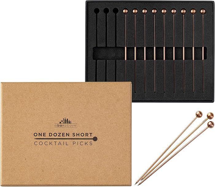 A Bar Above Short Antique Copper Cocktail Picks, Metal Stir Sticks Drink Garnish, Bloody Mary Ske... | Amazon (US)