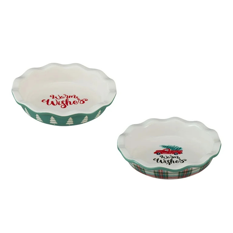 Holiday Time Trees & Plaid 5.5" Glazed Stoneware Bake & Serve Mini Pie Dish, Multicolor (2 Pack) ... | Walmart (US)