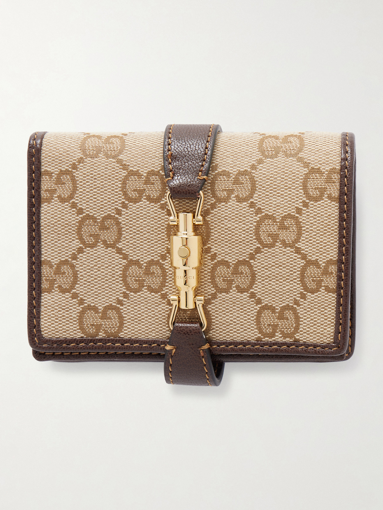 Gucci - Jackie Leather-trimmed Canvas-jacquard Wallet - Neutrals | NET-A-PORTER (US)