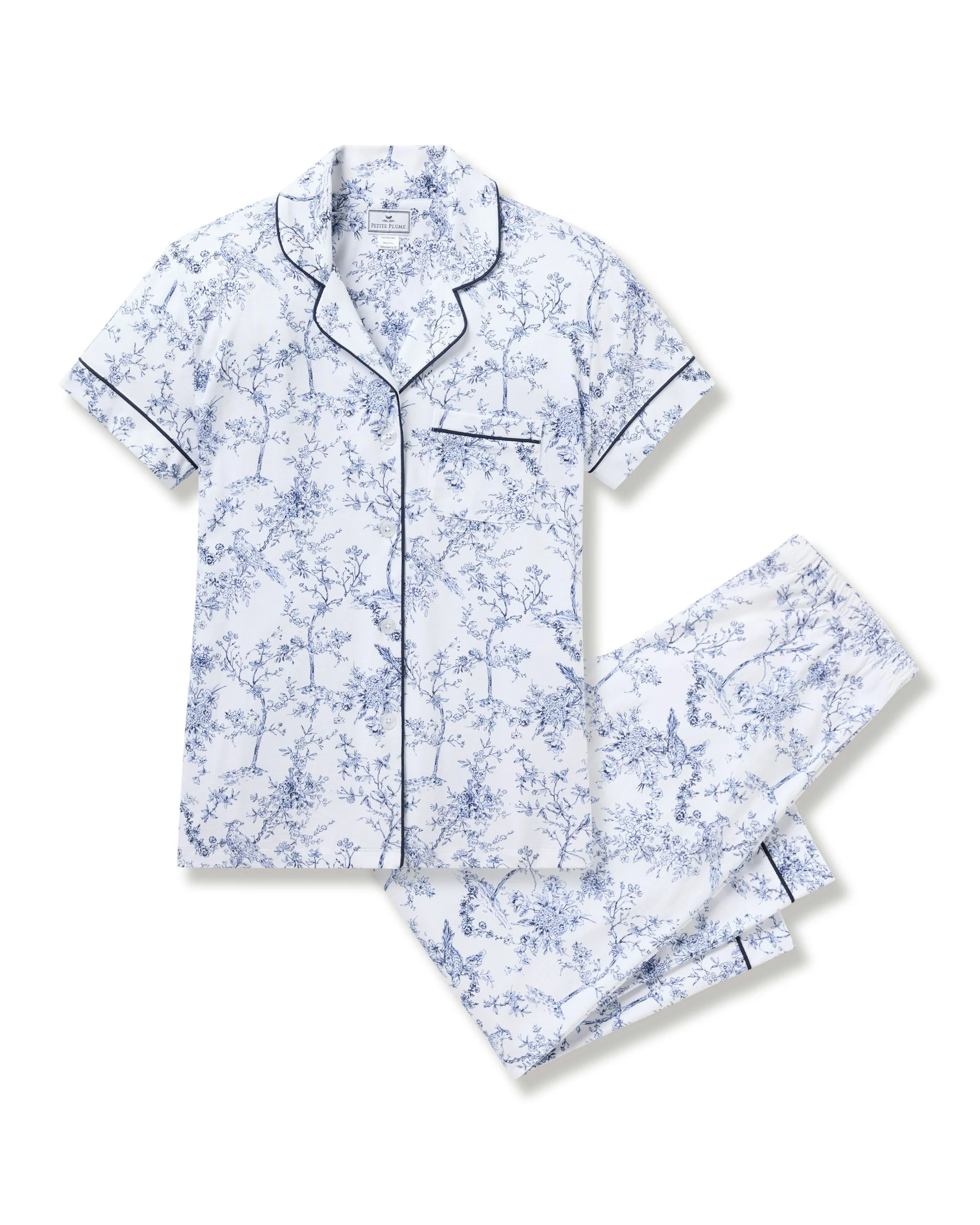 Women's Pima Crop Set in Timeless Toile | Petite Plume