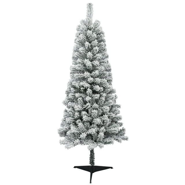 Unlit Flocked Pine Artificial Christmas Tree, 6 ft, by Holiday Time - Walmart.com | Walmart (US)
