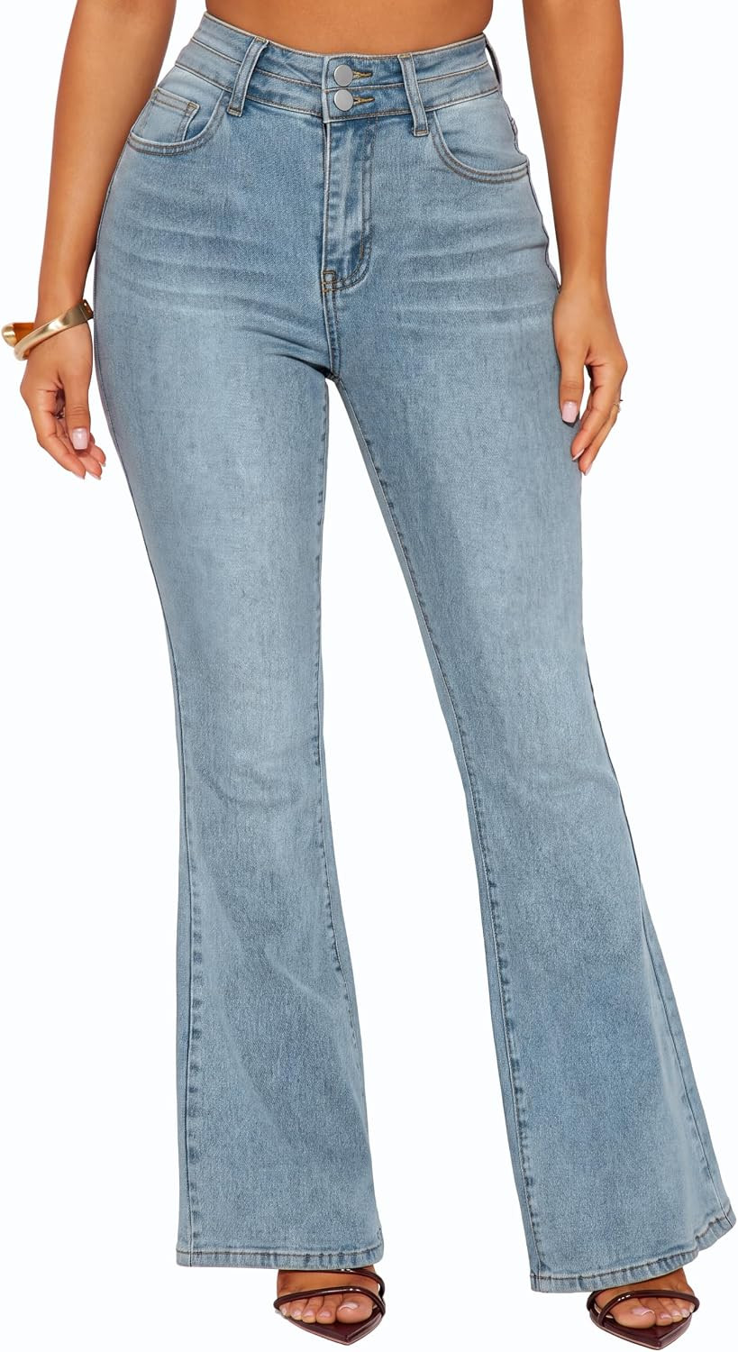 Women's High Waisted Bootcut Jeans Stretchy Shaping Curvy Denim | Amazon (US)