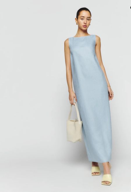 Loving this linen dress from reformation - it has a low scoop back and is so pretty . Also comes in yellow and white and is only $148

Maxi dresses, linen maxi dress, summer dresses under $150 , engagement party dress , summer wedding guest , maternity , postpartum , chic mom , sustainable fashion, dresses with sandals 

#LTKwedding #LTKSeasonal #LTKstyletip