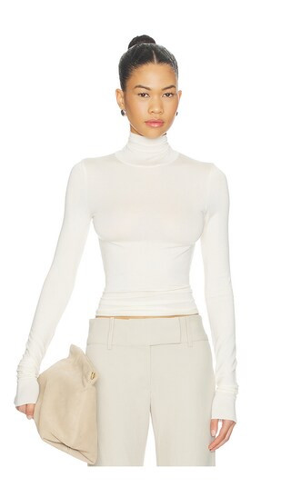 Eterne Fitted Turtleneck Top in Cream in Ivory. - size XL | Revolve Clothing (Global)