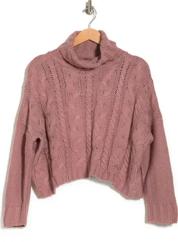Turtleneck Cable Knit Crop Sweater | Nordstrom Rack
