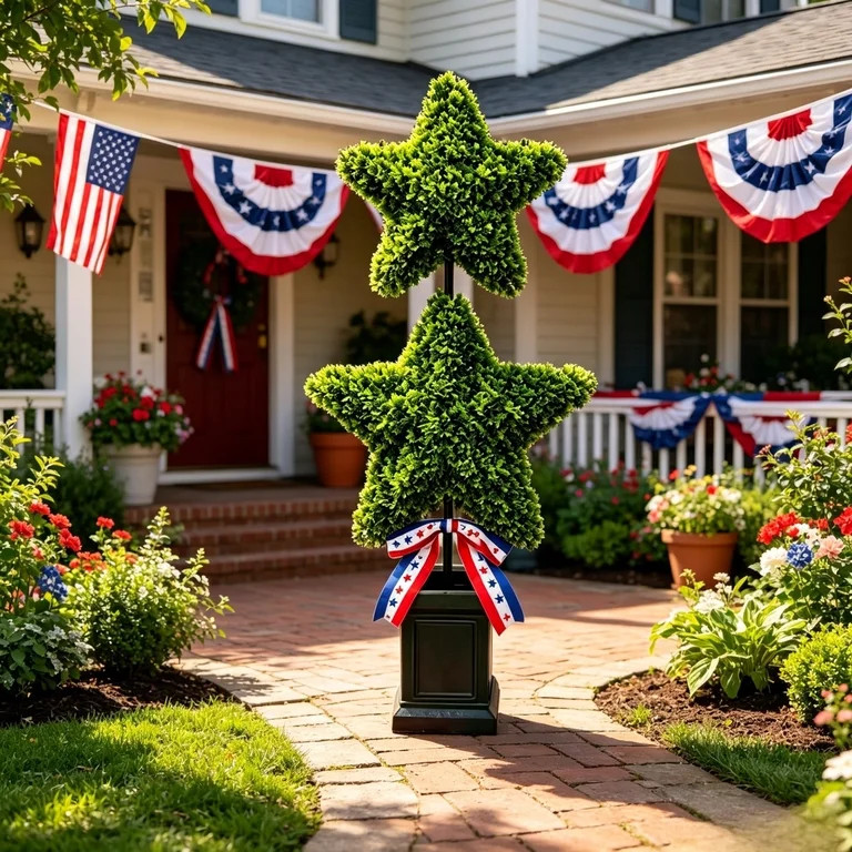 4th Of July Decor Star Topiary Artificial Plants For Porch Home Garden American Independence Day ... | Walmart (US)