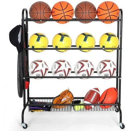 ASSJ Basketball Rack Rolling Basketball Shooting Training Stand Sports Equipment Storage with Wheels | Walmart (US)