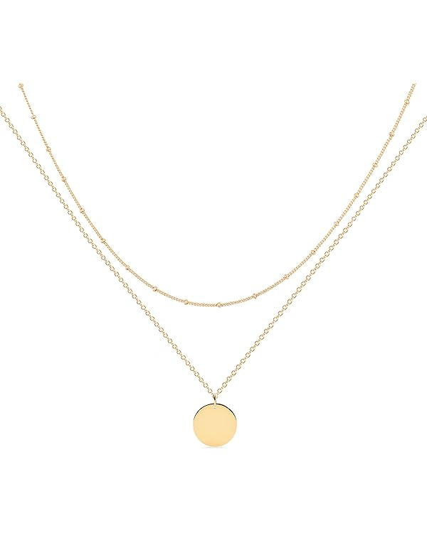 MEVECCO Layered Heart Necklace Pendant Handmade 18k Gold Plated Dainty Gold Choker Arrow Bar Laye... | Amazon (US)