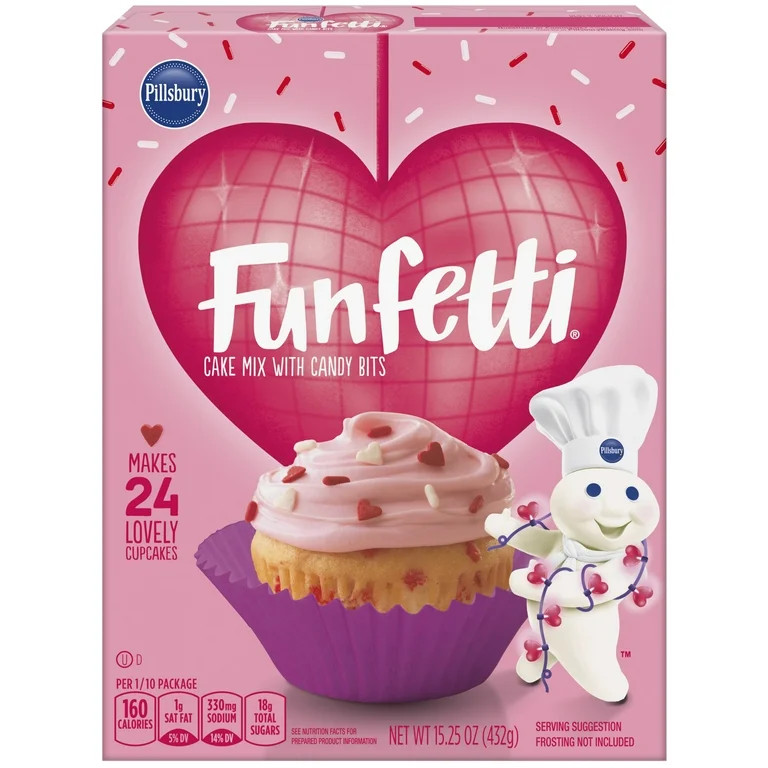 Pillsbury Funfetti Valentine's Cake Mix with Candy Bits, 15.25 oz Box | Walmart (US)