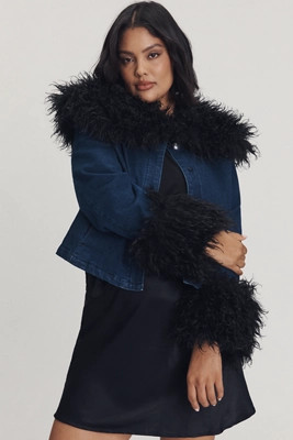 TT Studios Kimmy Faux Fur Trim Crop Jacket | Anthropologie (US)