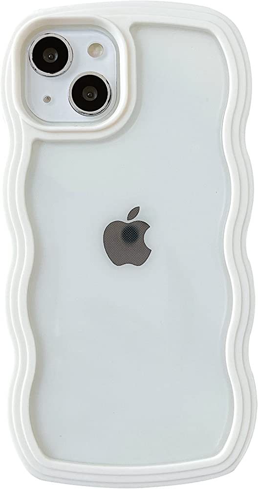 Caseative Cute Curly Wave Frame Shape Shockproof Soft Compatible with iPhone Case (White,iPhone 1... | Amazon (US)