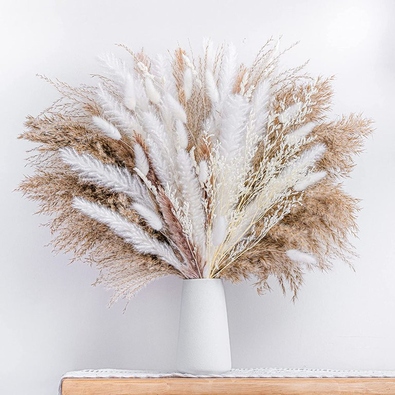 Sytle-Carry 80PCS Natural Dried Pampas Grass Bouquet Boho Home Decor Bouquet Boho Wedding Décor | Walmart (US)