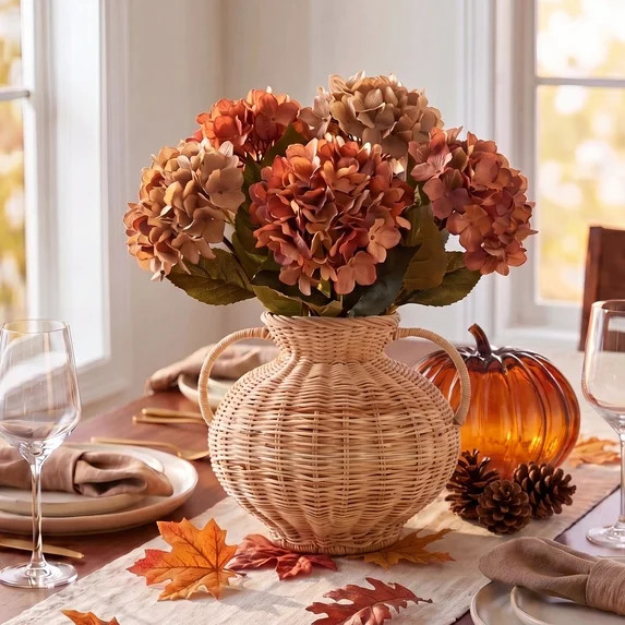 My Texas House Fall Faux Hydrangea Stem, Brown, 20" | Walmart (US)