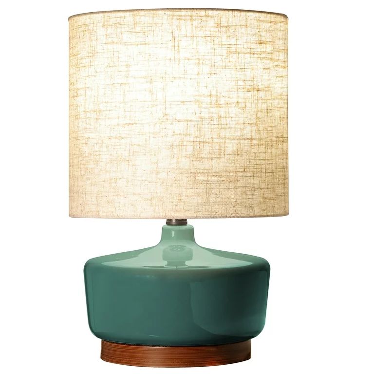Better Homes & Gardens 17" Tall Modern Mid-Century Ceramic Table Lamp with Wood Base | Walmart (US)