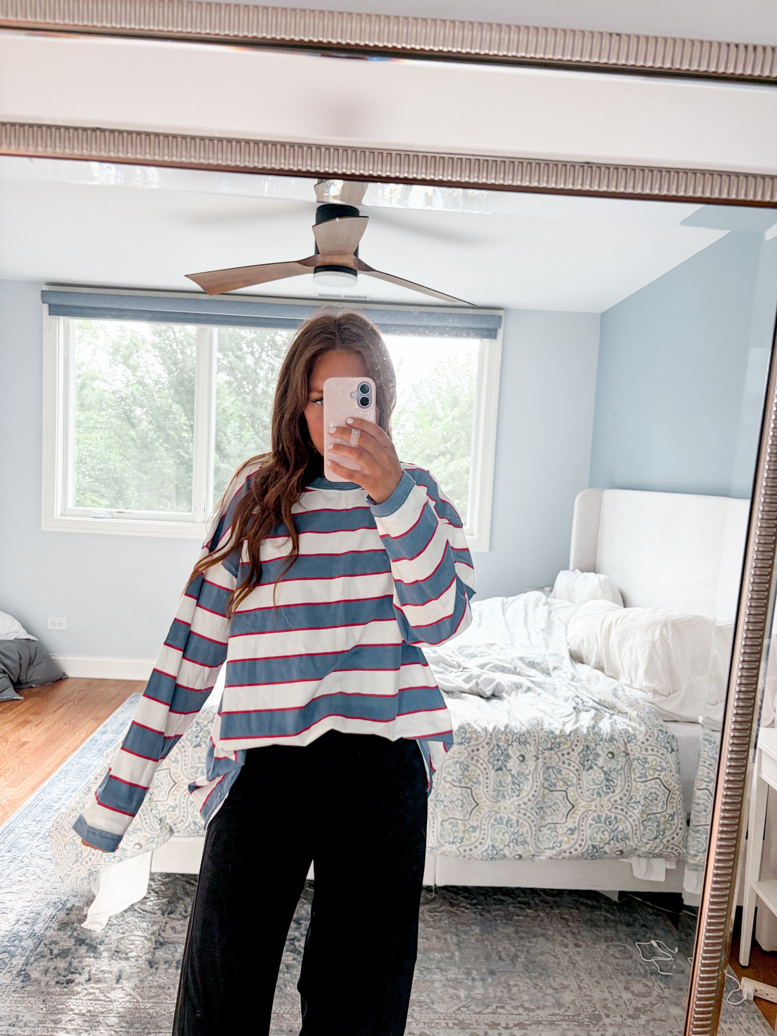 Long sleeve top / striped shirt / barrel pants / fall outfit

#LTKootd #LTKSeasonal #LTKmomlife