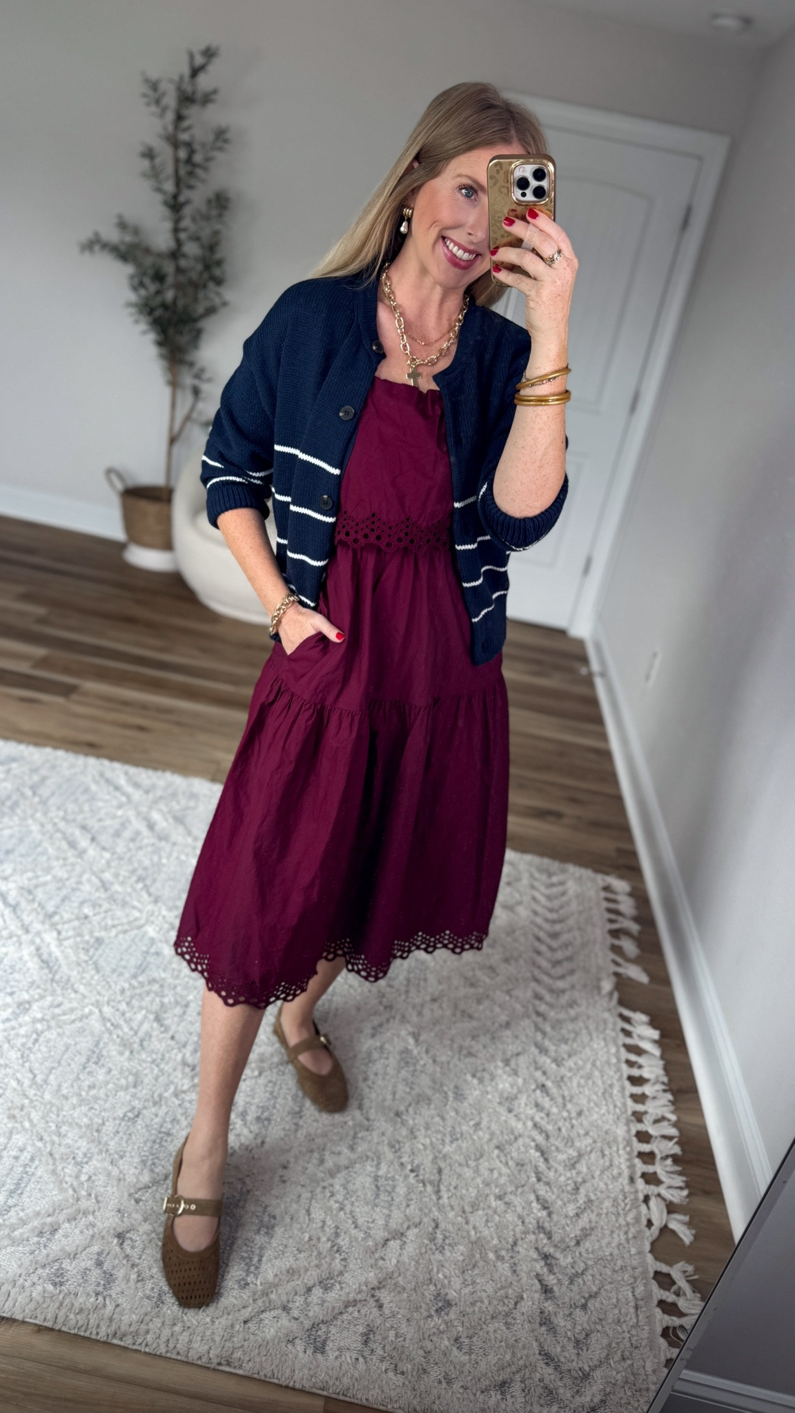 Daily try on, Walmart outfit, Walmart fashion, Walmart style, time and tru, midi dress, striped cardigan

#LTKootd