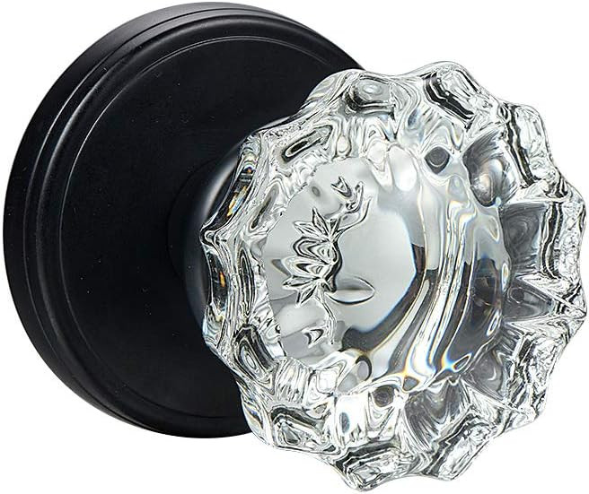COOLNEWS Matte Black Door Knobs Set,Round Crystal Glass Keyless Door Knobs Interior,Bathroom and ... | Amazon (US)