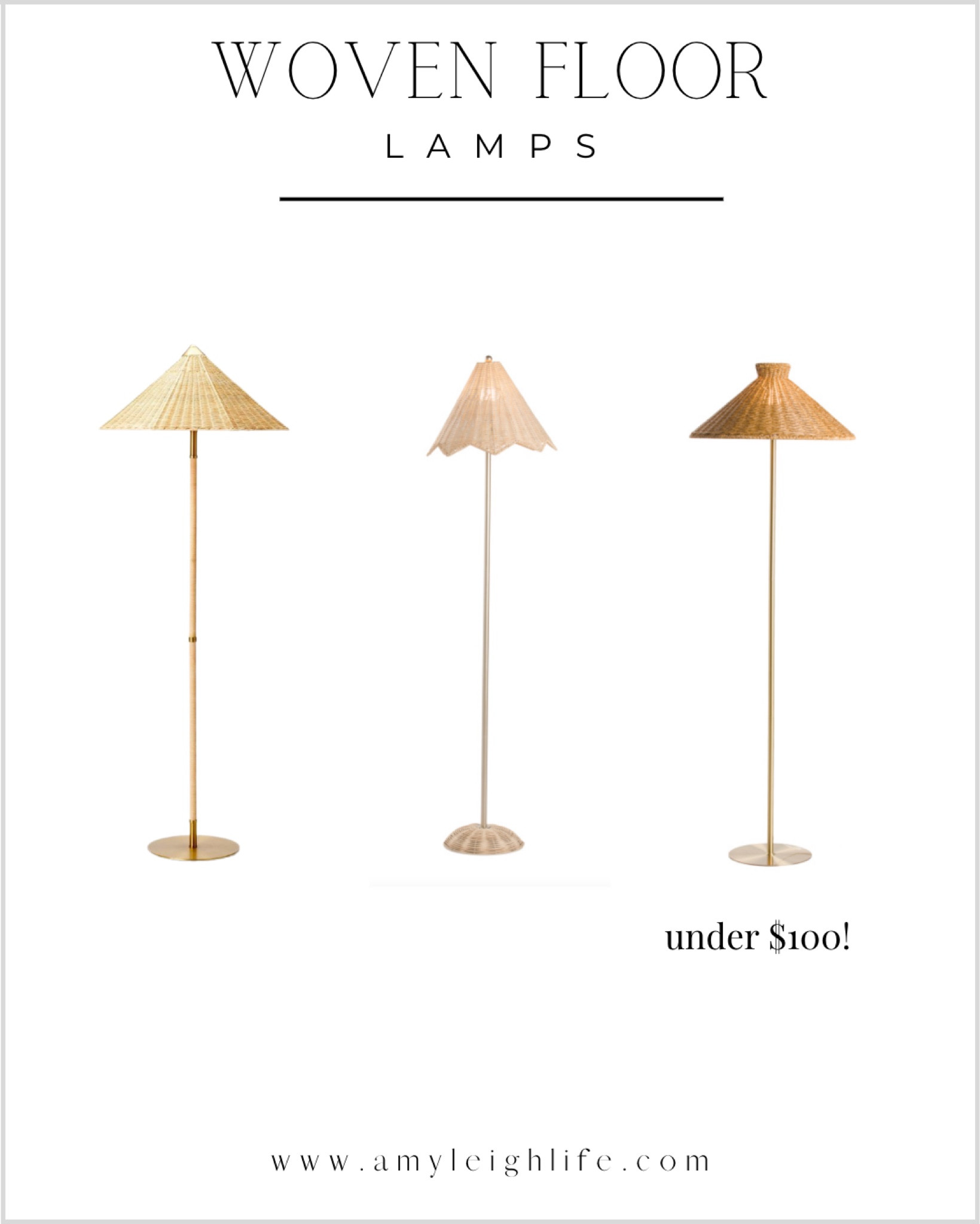 Floor lamp finds. The one on the right is such a budget friendly lamp and is so cute!

Wicker lamp, rattan lamp, woven lamp, cone shaped floor lamp, rattan shade, gold lamp base, accent lamp, reading lamp, lighting, Marshall’s decor, tommy bahama, coastal decor, scalloped lamp shade, rattan floor lamp, rattan lamp base, tj maxx, studio McGee, threshold, target home decor, living room, nursery decor, bedroom, entryway, living room decor, lamp shade, lampshade, home decor

#LTKunder100 #LTKFind #LTKhome