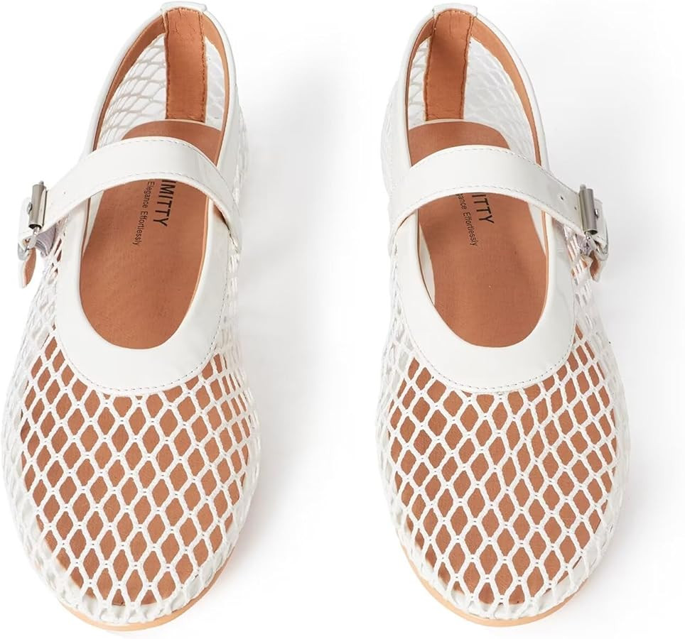 Ballet Flats Shoes for Women with Elegant Buckle Strap Mary Jane Flats Ballerina Shoes Flat Heel ... | Amazon (US)