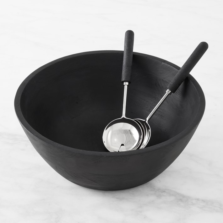 Black Wood Salad Bowl & Servers | Williams-Sonoma