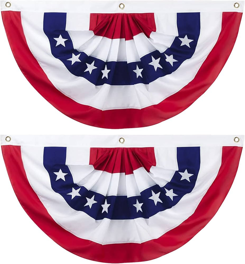 Outdoor USA Bunting Flags 2PCS 3x6 FT American Pleated Fan Flags,4th of July Patriotic Bunting Fl... | Amazon (US)