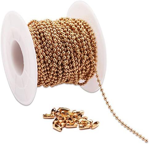 Tiparts 30 Feet 18K Gold Stainless Steel Ball Chains Necklace with 20pcs Connectors Clasps,Ball B... | Amazon (US)