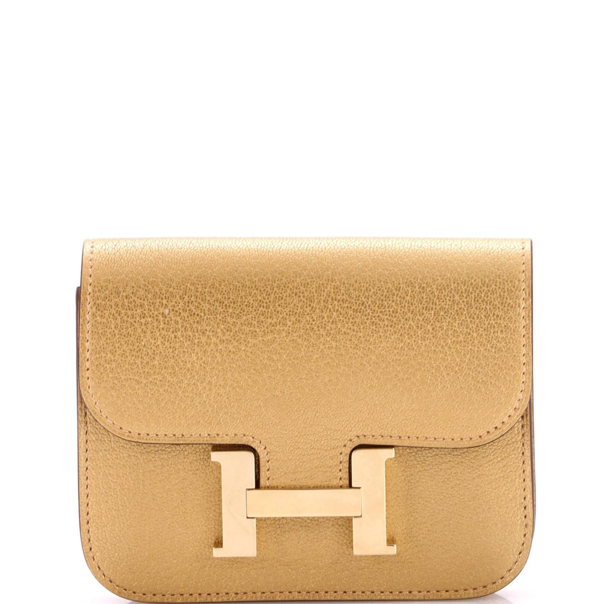 Pre-Owned HERMES Constance Slim Wallet Chevre Chamkilight - Gold | Macy's