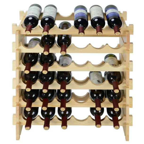 36 Bottles Wine Rack, Free Standing Solid Natural Wood Wine Holder Display Shelves (Natural Wood ... | Walmart (CA)