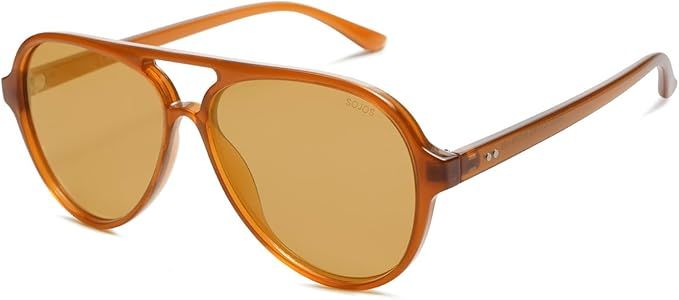 SOJOS Retro Polarized Aviator Sunglasses Womens Mens Classic Double Bridge Sun Glasses SJ2201 | Amazon (US)