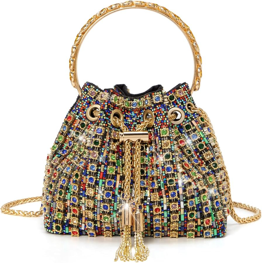 Sparkly Rhinestone Clutch Purse, Diamond Evening Bag with Chain | Amazon (US)